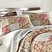 Chezmoi Collection Leslie 3-Piece Floral Patchwork Vintage Washed 100% Cotton Quilt Set, Queen