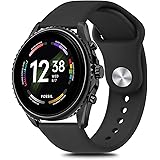 Silicone Band for Fossil Men's Gen 6/5E 44mm/Gen 5 Carlyle/Garrett/Women's Julianna Smart Watch, 22mm Adjustable Soft Silicon