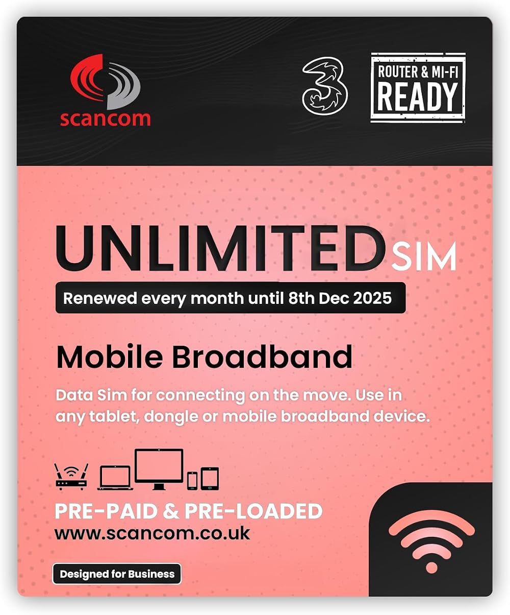 Scancom Unlimited 5G Data SIM UK - Preloaded Until Dec 2025 - Business Grade