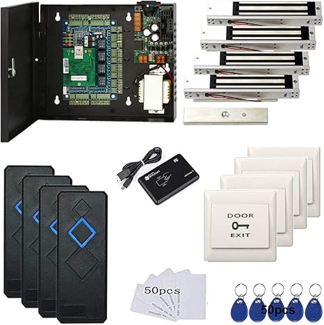 Sistema de control de acceso de tarjeta RFID de proximidad de 4 puertas con caja de