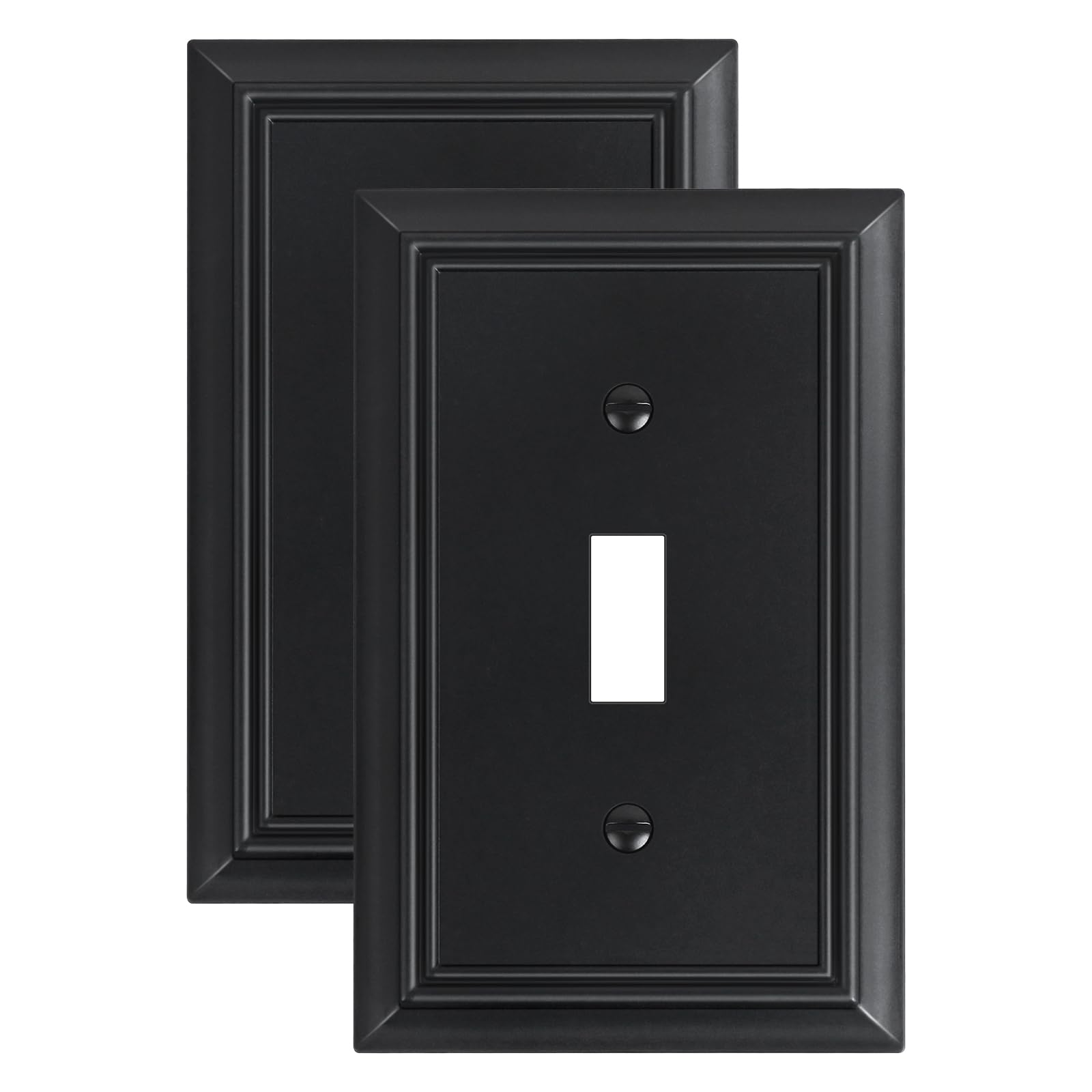 Photo 1 of 2-Pack Single Toggle Light Switch Cover Plate, Durable Natural Bamboo Fiber Decorative Switch Plate Covers, Matte Black 1 Gang Wall Plate, Corrosion Resistant