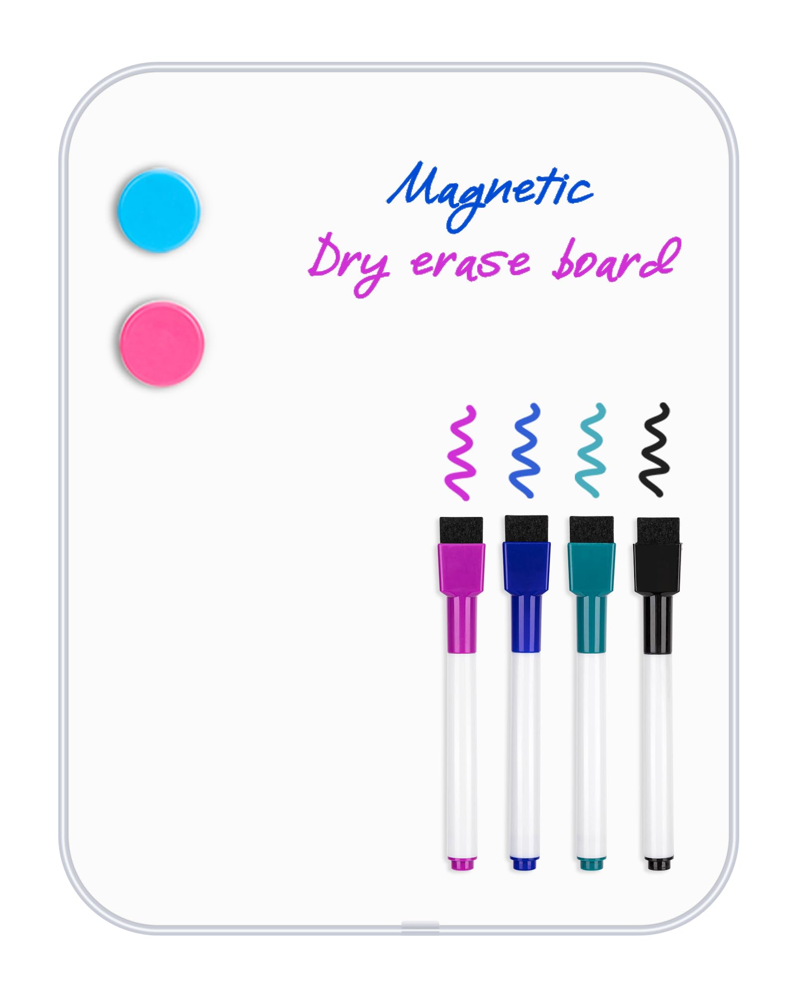 Small Magnetic Whiteboard 22 x 28 cm – Mini Dry Erase Board for Wall, Fridge & Locker – Includes Markers, Magnets & Mounting Kit – Ideal for Kids, Students, Home, Office, Sliver