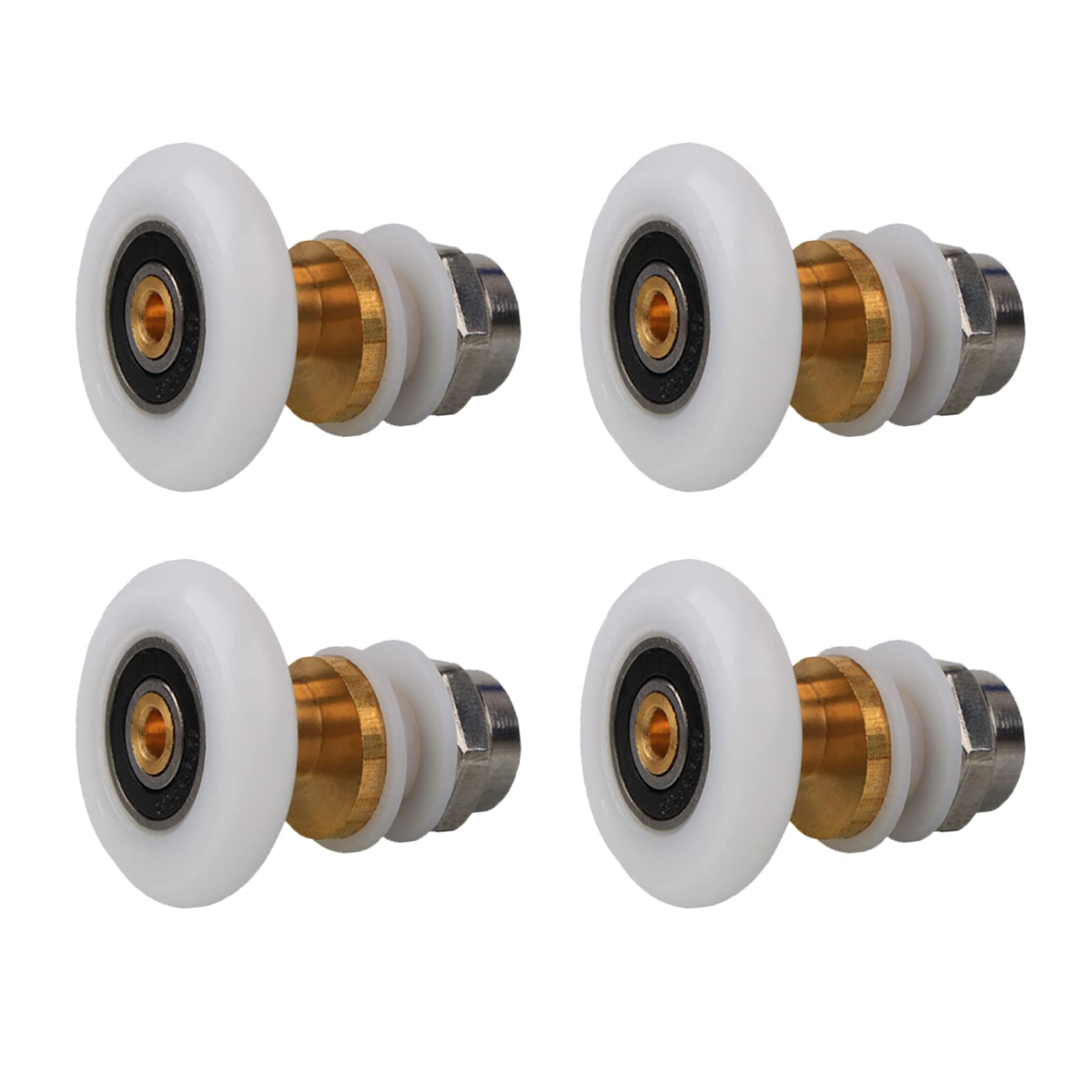Qikuver 4PCS Shower Door Rollers, 27mm Diameter, White, Modern Style, Ultra-Quiet, Strong Load-Bearing Capacity