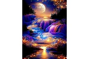 WUSARPLY Moonlight Diamond Paintings Kits for Adults, Night Landscape Diamond Art Kits Full Drill Diamond Dots Paint with Diamonds Gem Arts and Crafts for Beginner Kids Home Wall Decor