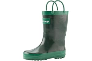 OAKI Kids and Toddlers Rubber Rain Boots with Easy-On Handles