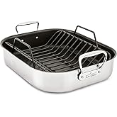 All-Clad Specialty Stainless Steel Large Roaster with Nonstick Rack 13x16 Inch Oven Broiler Safe 500F Roaster Pan, Pots and Pans, Cookware Silver
