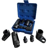 GIroiyai 5PCS Oxygen Sensor Wrench &amp; Thread Repair Kit, Offset Low Profile O2 Sensor Socket Set with Thread Chasers, Chrome Vanadium Steel Automotive Tool for Removal and Installation