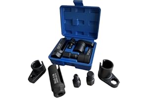 GIroiyai 5PCS Oxygen Sensor Wrench & Thread Repair Kit, Offset Low Profile O2 Sensor Socket Set with Thread Chasers, Chrome Vanadium Steel Automotive Tool for Removal and Installation