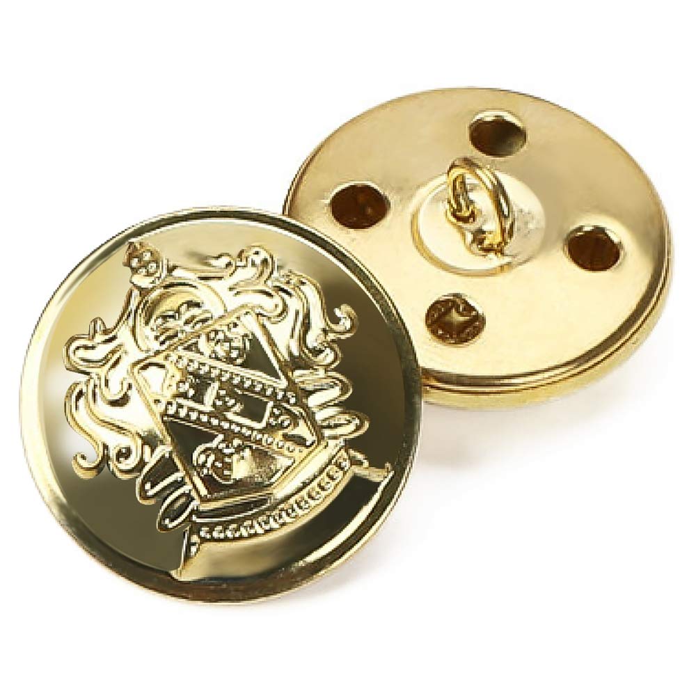 Retro Metal Shank Buttons Suit Coat Buttons Decorative Fastener Sewing Accessories Pack of 12, Gold-15mm