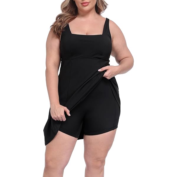 Amazon.com: COOTRY Womens Plus Size Tennis Dress Built in Bra & Shorts  Adjustable Straps Athletic Golf Workout Exercise Dress with Pocket Black  1XL : Clothing, Shoes & Jewelry