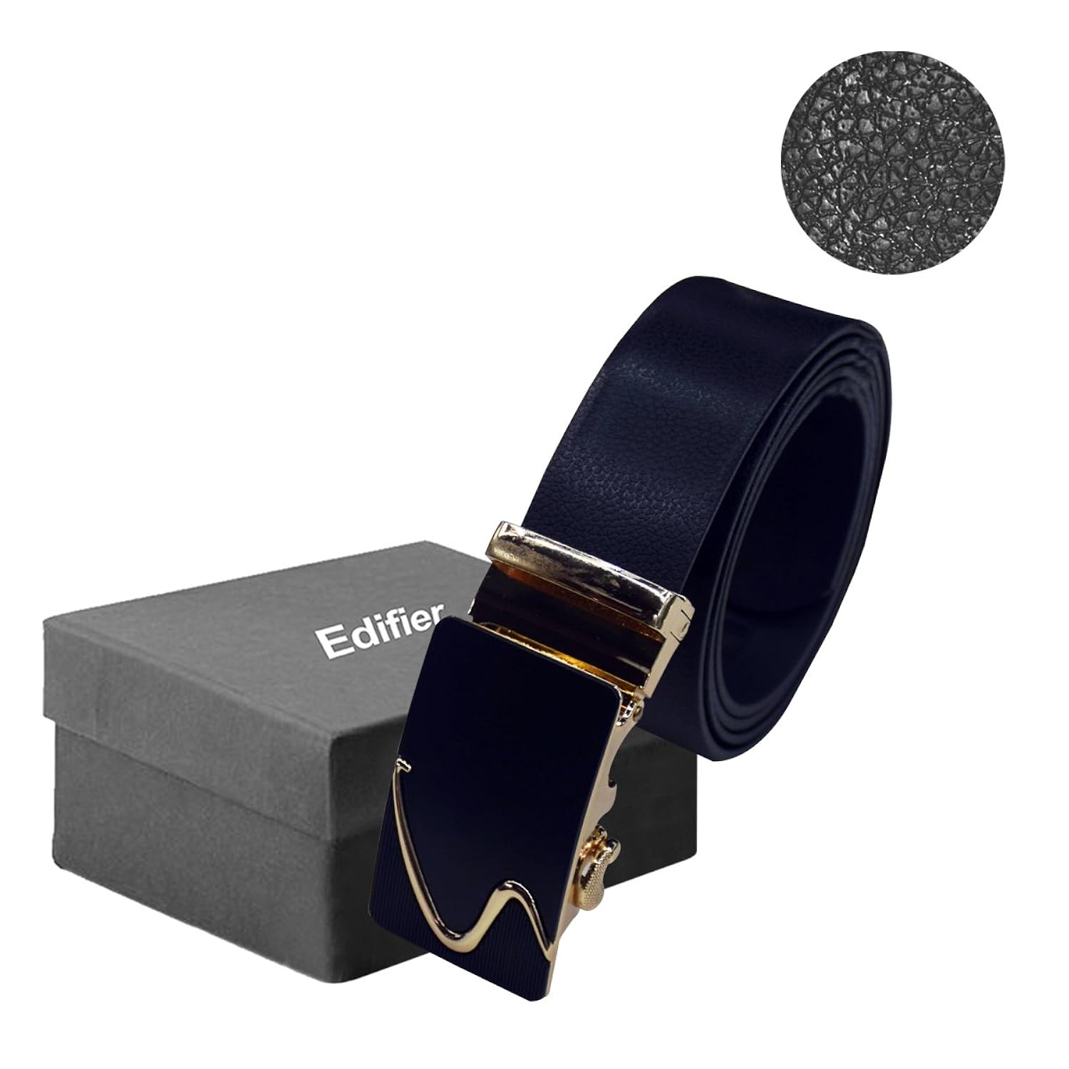 edifier black leather belt for men