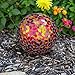 Lily's Home Colorful Mosaic Glass Gazing Ball, Designed with a Stunning Holographic Petal Mosaic Pattern to Bring Color and Reflection to Any Home and Garden, Red and Gold (10