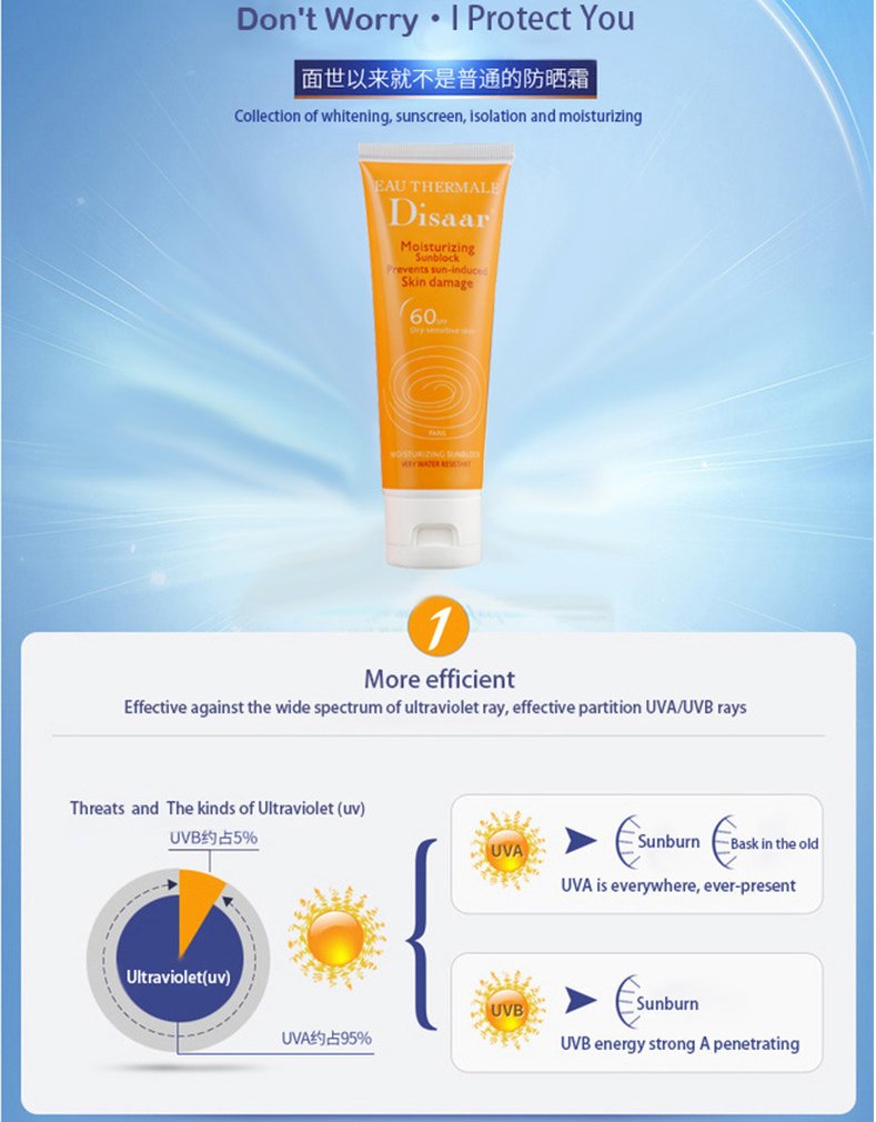 DISAAR SPF 60+ Moistening Sunblock Sunscreen Cream For Dry Sensitive