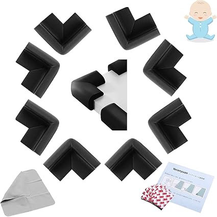 Amazon コーナークッション コーナーガード 角 8個 角 保護赤ちゃん 角ガード家具 角 ガード机 角 カバー角 クッションテーブル 角 カバーnbr 両面テープ付 Sgs検査済 けが防止 ケガ防止 L型厚手角 ブラック コーナークッション ベビー マタニティ 通販