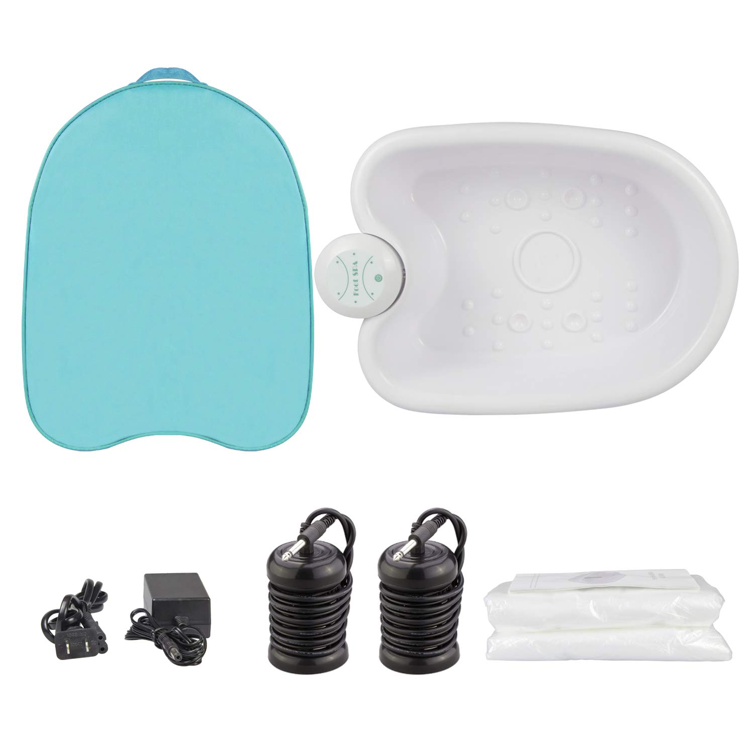 Ionic Foot Bath Detox Machine,Ionic Detox Foot SPA Footbath,Detox Foot Bath Machine for Home Beauty Salon Spa with Foot Basin, 2PCS Arrays, 1PCS Blue Bag, 100 pcs Tub Liners Holiday Gift: Beauty