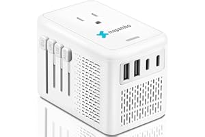 Mapambo 220V to 110V Voltage Converter US to Europe for Hair Dryer with 2 USB Ports 2 USB C International European Universal Travel Adapter Worldwide Step Down Power Converter Plug Combo Type C G A I