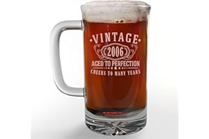 Vintage 2006 Etched 16oz Glass Beer Mug - 19th Birthday Gifts for Men - Cheers to 19 Years Old - 19th Birthday Decorations fo