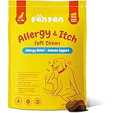 PENPENPET Dog Allergy Relief Chews, Dog Itching Skin Relief, Omega 3 for Dogs Itch Supplement, Relieve Seasonal Allergy, Provide Immune Support (Peanut Butter Chews, 50ct)