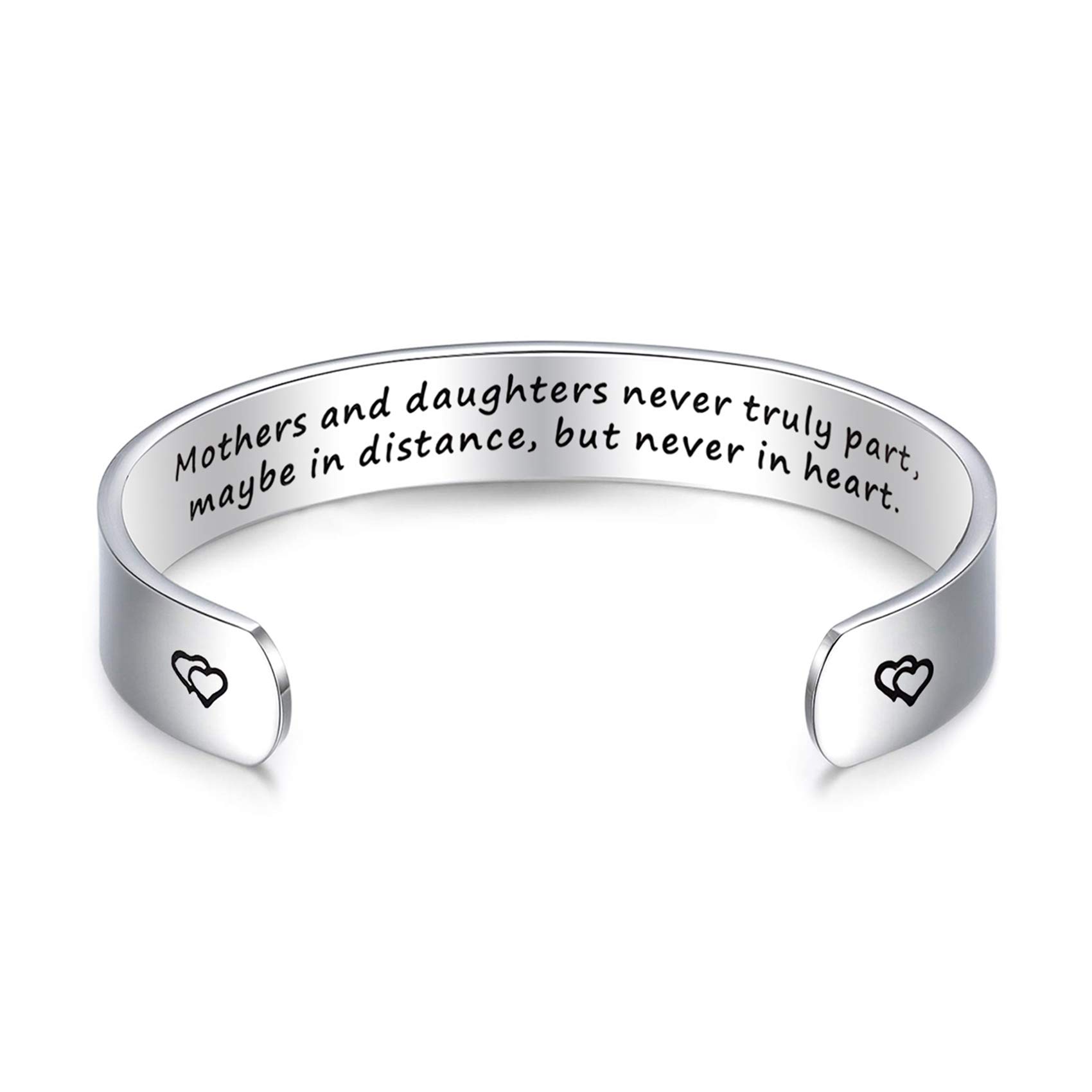 LParkin Mom Gifts Bracelets Mothers and Daughters Never Truly Part Maybe In Distance But Never In Heart Moms Bracelet Gift from Daughter, 6 inches, Stainless Steel