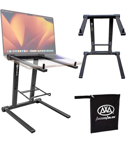 Amazon.com: AxcessAbles Two-Tier Portable DJ Booth | Large DJ