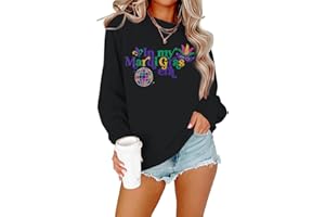 SFHFY Mardi Gras Sweatshirt Women Sparkly Fat Tuesday Shirts Glitter Carnival Parade Mask Graphic Tee New Orleans Party Top