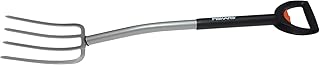 Fiskars Teleskop-Spatengabel für harte, steinige Böden, Mit 4 Zinken, Länge 1,05 m bis 1,25 m, Hochwertiger Borstahl, Schwarz/Silber, SmartFit, 1000630