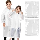 BFONS 2-3 Pack Rain Ponchos for Kids, Reusable Raincoats for Boys Girls with Hood and Sleeves, Waterproof Rain Jackets