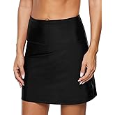 Mycoco Women's Swim Skirt High Waisted UV 50+ Modest Swimsuit with Built-in Brief Tankini Bottom