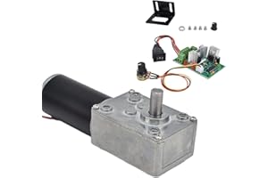 POCREATION DC12VGearMotorandPWMDriverKit, 20-400RPMMotorSeries, SpeedReductionMotorwith8mmDShaft(50RPM), GearedMotor