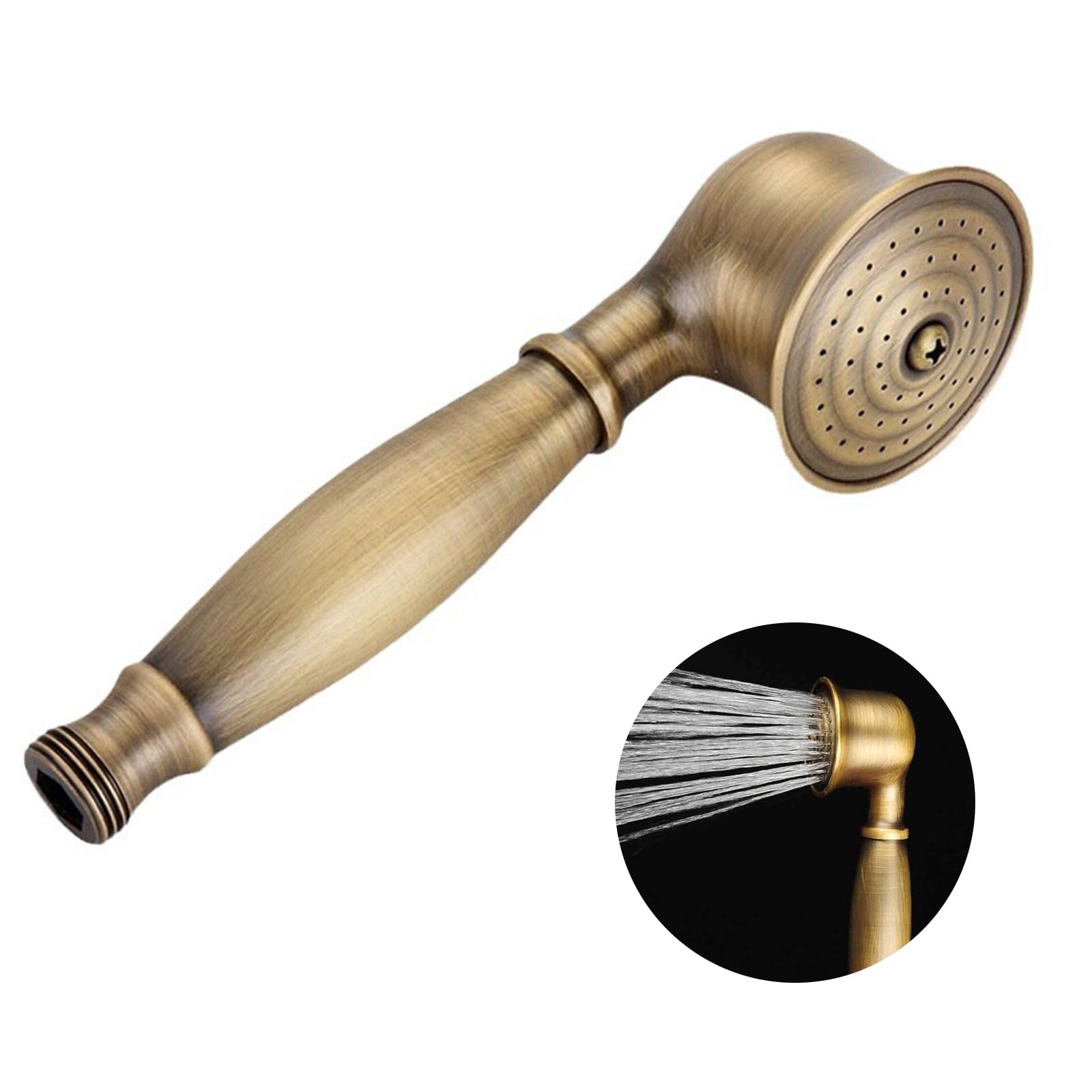 Dreld Retro Shower Head, G1/2 Hand Shower Head Made of Brass, Antique Nostalgic Showerhead with Telephone-Style (17cm Long, 5cm Head Diameter)