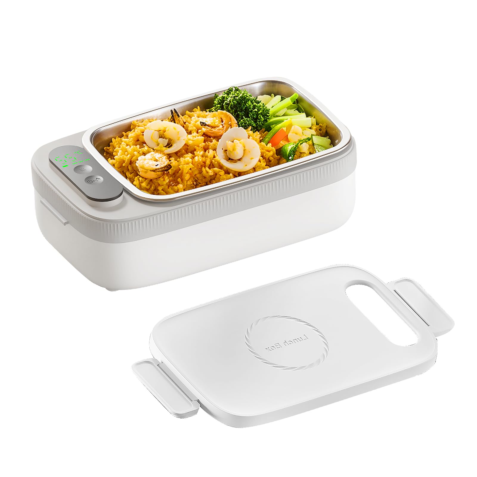 Photo 1 of Cordless Electric Lunch Box for Adults, 14000mAh Rechargeable Auto Heated Lunch Box, 1L Protable Self-Heating Food Warmer for Car, Office, Travel, Picnic & outdoor
