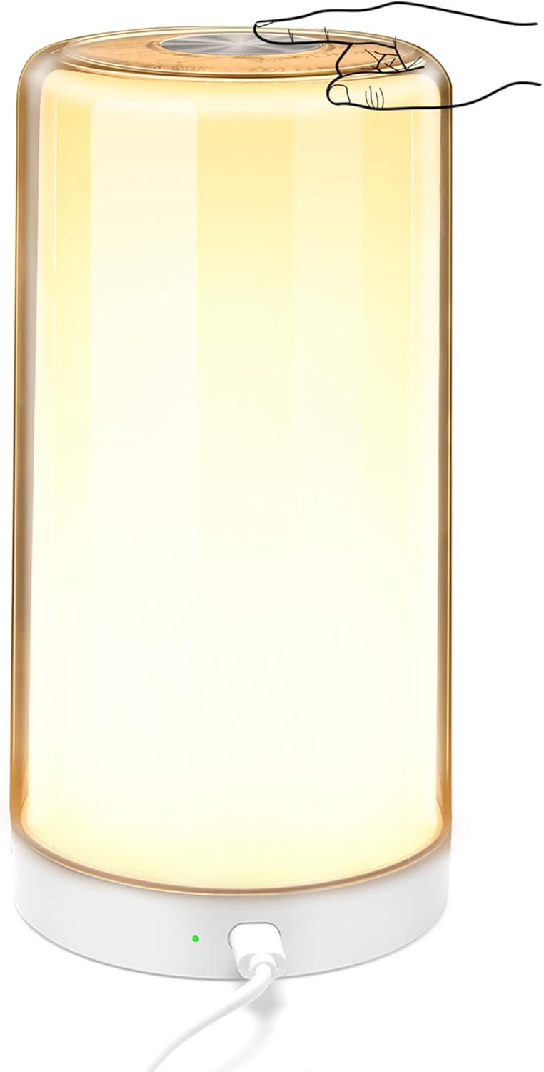 Table Lamp LED Touch Bedside Lamps with Stepless Dimmable 2800-6500K Warm to White Light & 16 Million Color Changing RGB, SUPERDANNY Night Lights for Bedroom Nightstand, Living Room, Study Desk