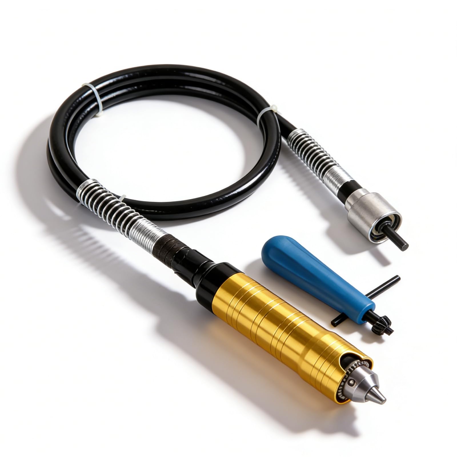 Flexible Shaft Flex, 35 Inch Length Flexible Drill Shaft Extension Flexible Shaft Extension Attachment with 6 mm Key Chuck, Drilling Shaft Extension for Drill, Sander, Polishing and Grinding