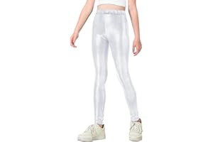 Gnainach Girls Metallic Leggings Stretch Comfort Shiny Mystique Dance Pants for Toddler Kids Teen Yoga Party Workout