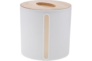 Healifty Waterproof Round Roll Paper Storage Box 5.11X5.11X4.80In Toilet Paper Holder for Household Bathroom