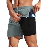 Aolesy Men's 2 in 1 Running Shorts 5" Workout Gym Athletic Shorts for Men Quick Dry Lightweight Training Shorts with Pockets