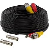 InstallerCCTV 100ft Pre-Made All-in-One BNC Video and Power Cable with Connector for Surveillance CCTV Security Camera Video System - Black