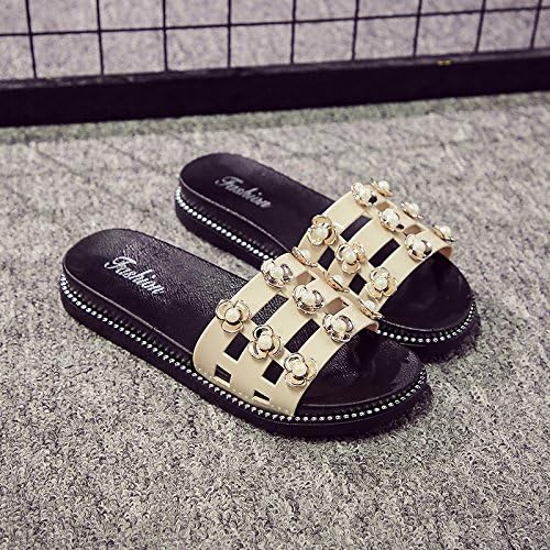fankou Ms. summer PEARL FLOWER slippers thick shoe stylish exposed surface flat with sand cool slippers