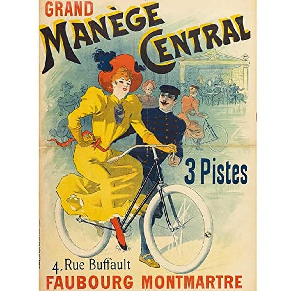 Grand Manege Central Cycles Paris Vintage Advert Art Print Canvas Premium Wall Decor Poster Mural