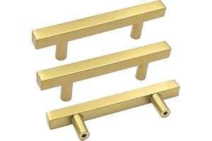 goldenwarm 10Pack Gold Cabinet Handles 3inch inch Hole Centers Brushed Gold Drawer Handles for Cabinets Pulls Drawer Pulls Ki