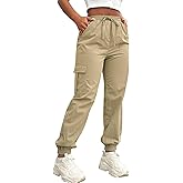 Cargo Pants Women Joggers Quick Dry Hiking Pants with Pockets (0001,K,L) Khaki