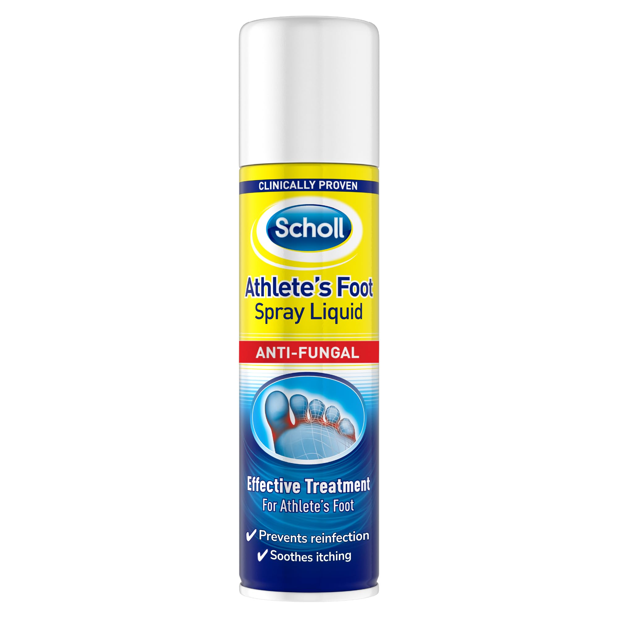 Scholl Athlete's Foot Spray, 150ml - Antifungal Treatment, Clinically Proven with Tolnaftate, Fast-Acting Spray for Athlete's Foot Relief, Eliminates Fungus, Soothes Itching & Burning (Pack of 1)