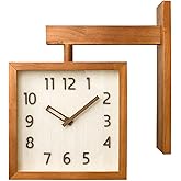 BTSEURY Wall Clock, Simple Silent Wall Clock, Square Double Sided Clock Wooden Decorative Corner Clock for Living Room Household (Dark Wood)