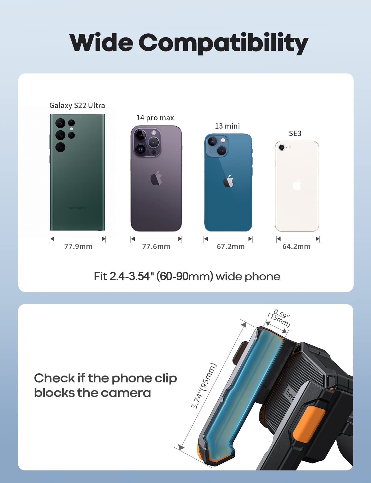 Lamicall Motorcycle Phone Mount Holder - [Camera Friendly] [1s Lock] Bike Phone Holder Handlebar Clamp, Bicycle Scooter Phone Clip, for iPhone Air, 17, 16, 15 Pro Max, Galaxy, 4.7-7