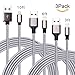 iPhone Lightning Cable,3Pack (3FT 6FT 10FT) iPhone Charger Nylon Braided Cord to USB Cable for Phone 7/ 7 Plus/6/6s/6 plus/6s plus/ 5s/5c,iPad, iPad mini, iPod Nano 7(silver)