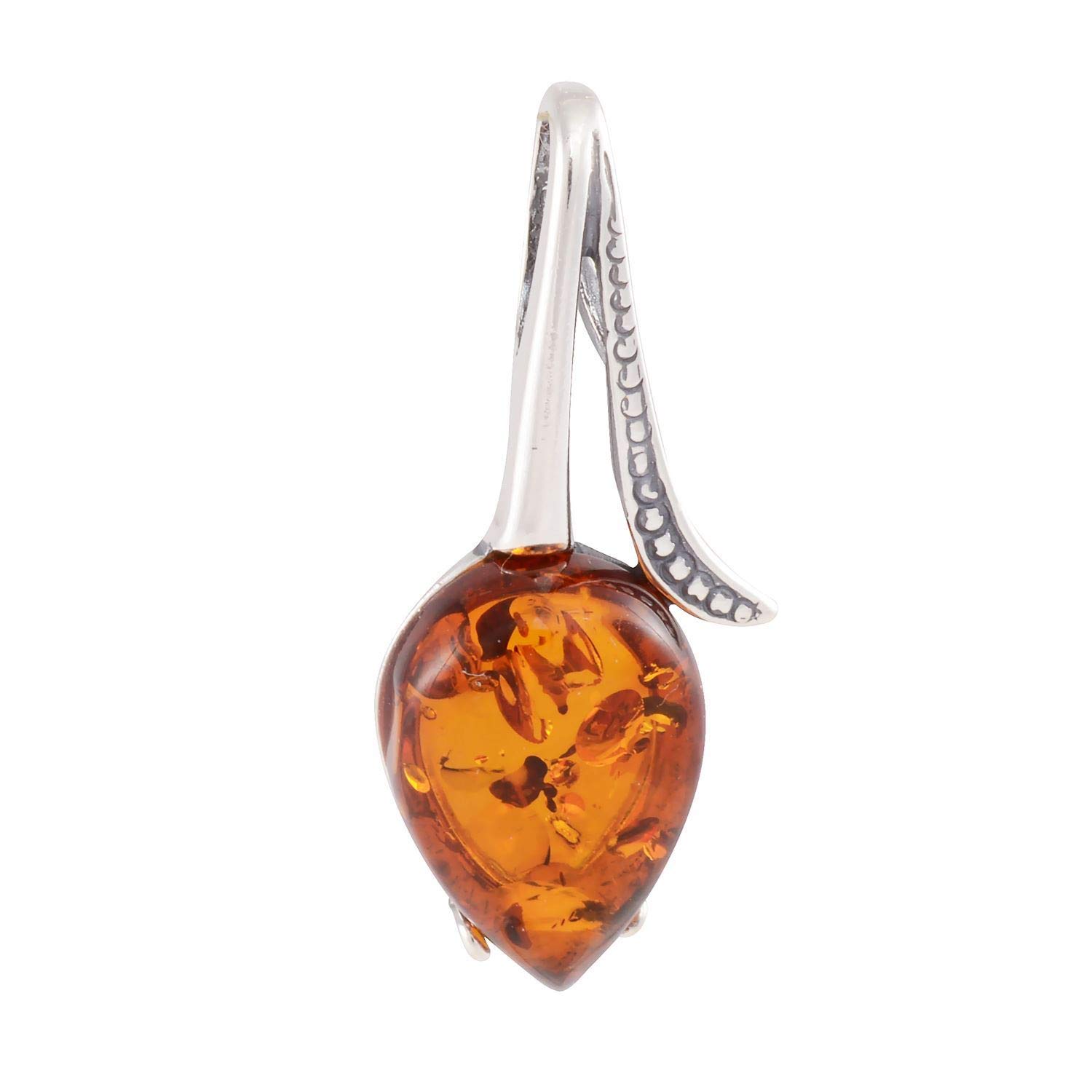 HolidayGiftShops Sterling Silver and Baltic Amber Pendant Tulip