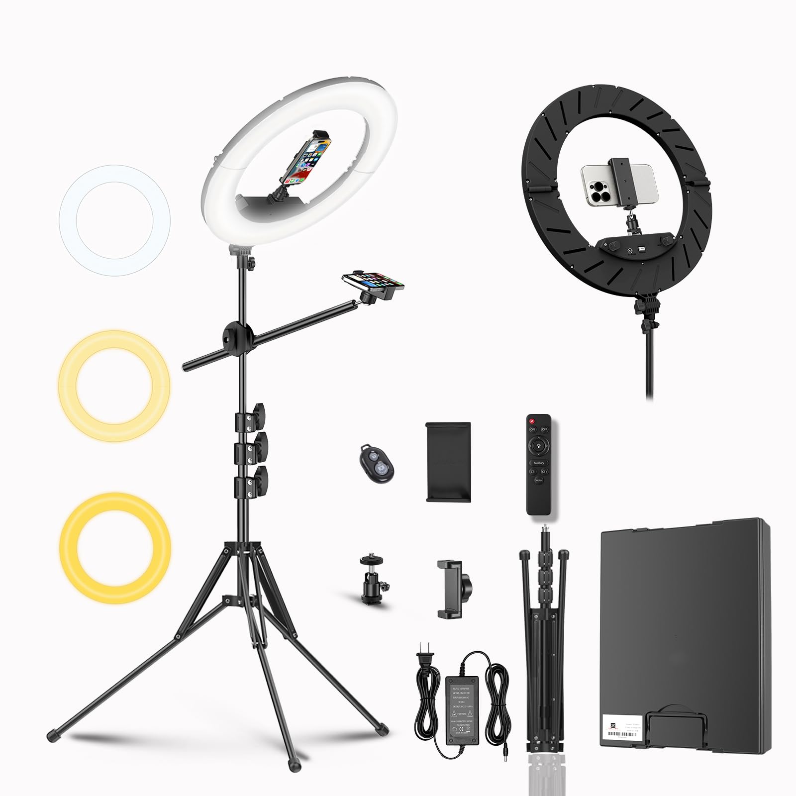 Bzyltrux Large Ring Light Kit with 79" Stand, [New Version] 55W 6700K Dimmable,LED 18" Big Ring Light Tripod,Dual Phone Holder for iPhone,tiktok,Makeup,Yutobe,Live Stream,Photography,Video Recording