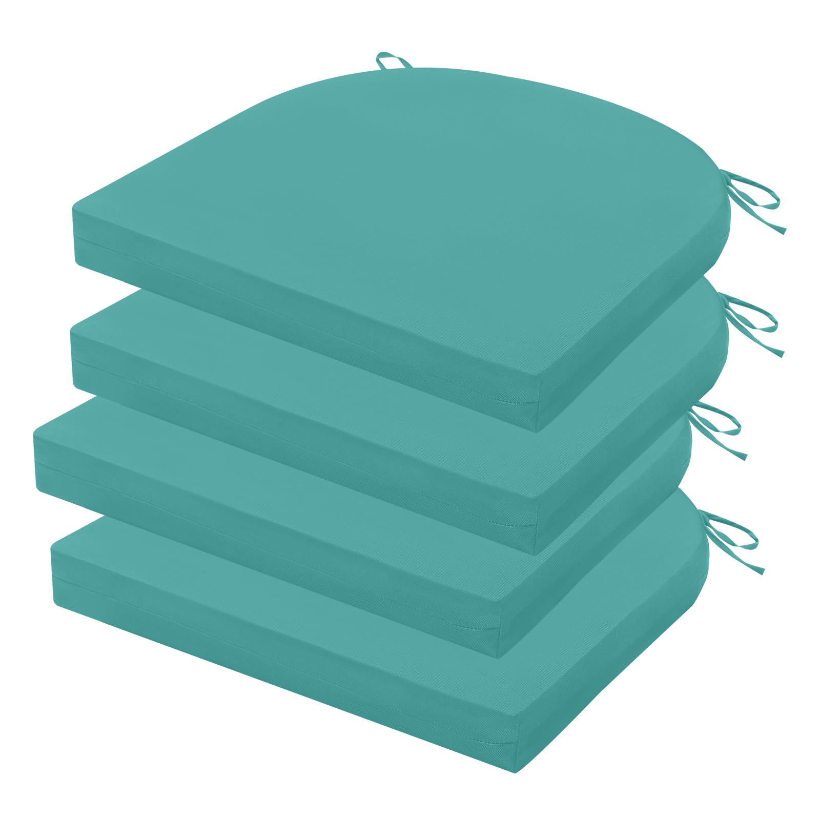 Photo 1 of HOMELYSIAN Outdoor Chair Cushions Set of 4, 17 x 16 Inch Patio Chair Cushions for Outdoor Furniture, Water Resistant Outdoor Patio Chair Cushions with Non-Slip Ties(Teal)