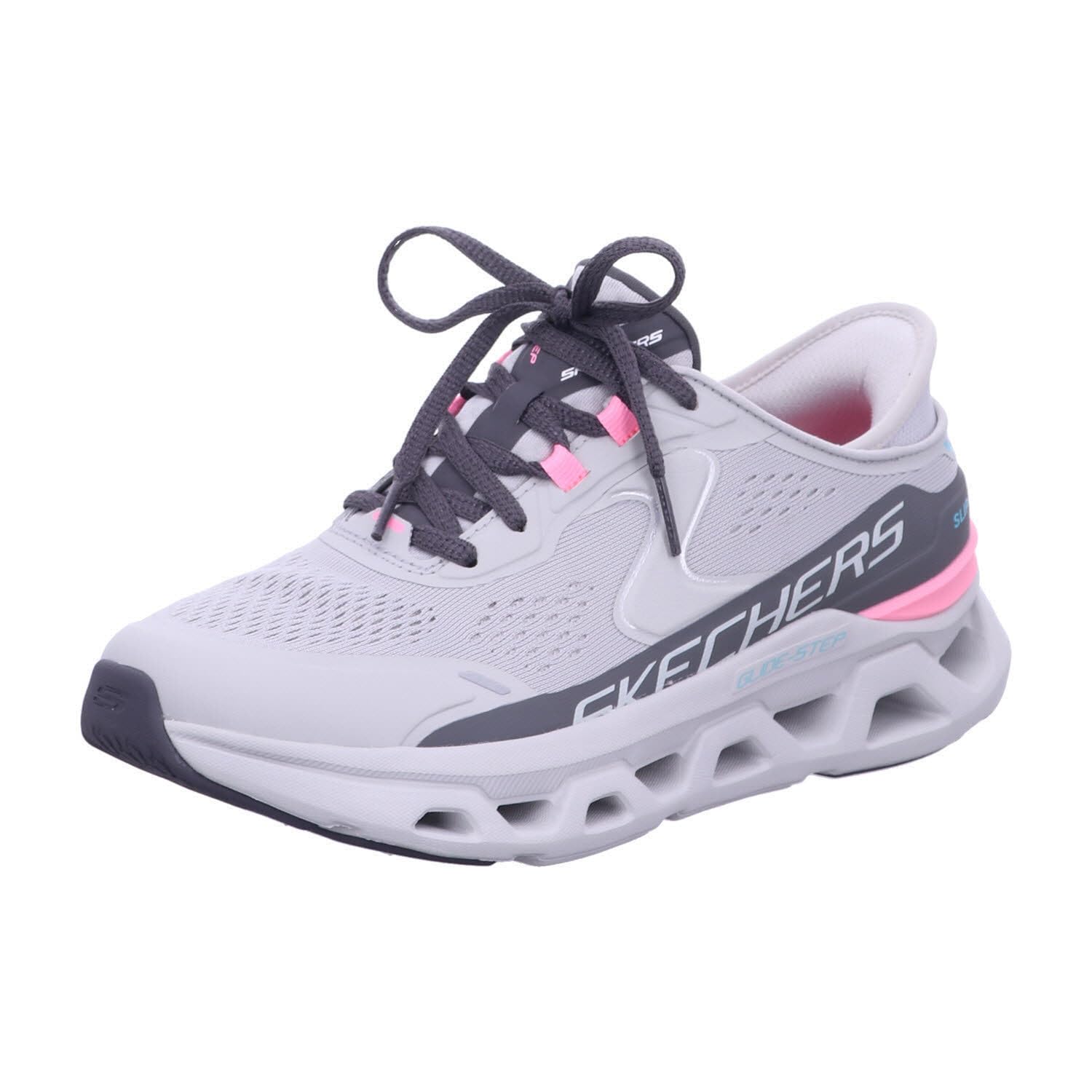 Photo 1 of Skechers Women's Glide-Step ATLUS Hands Free Slip-INS Sneaker, GYPK=Grey/Pink, 11