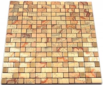 Selbstklebende Mosaikfliesen Tomsk Gold Gemustert Amazon De Baumarkt
